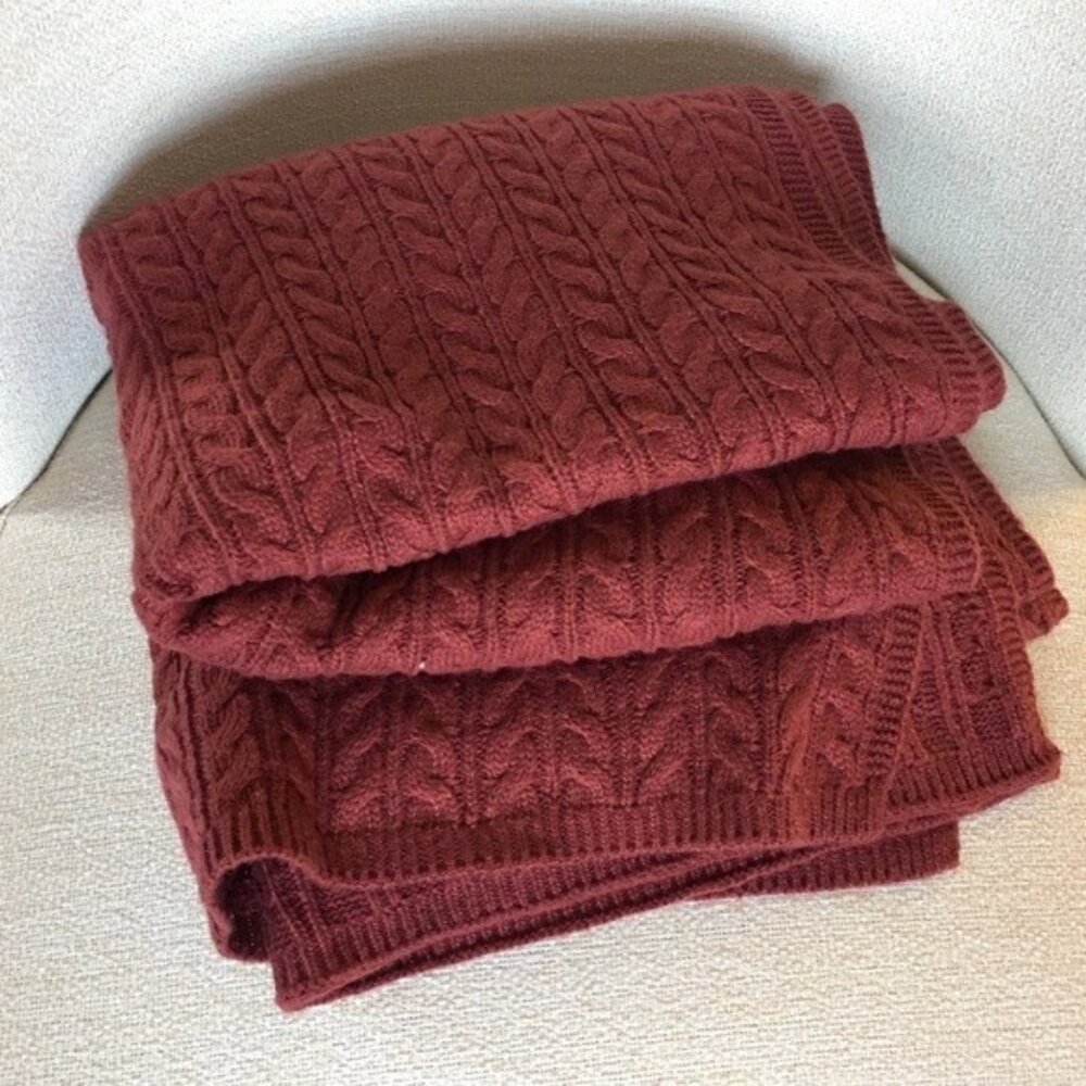 NWT Cable Knit Muffler Blanket Scarf Earthy Rust SIGRID OLSEN